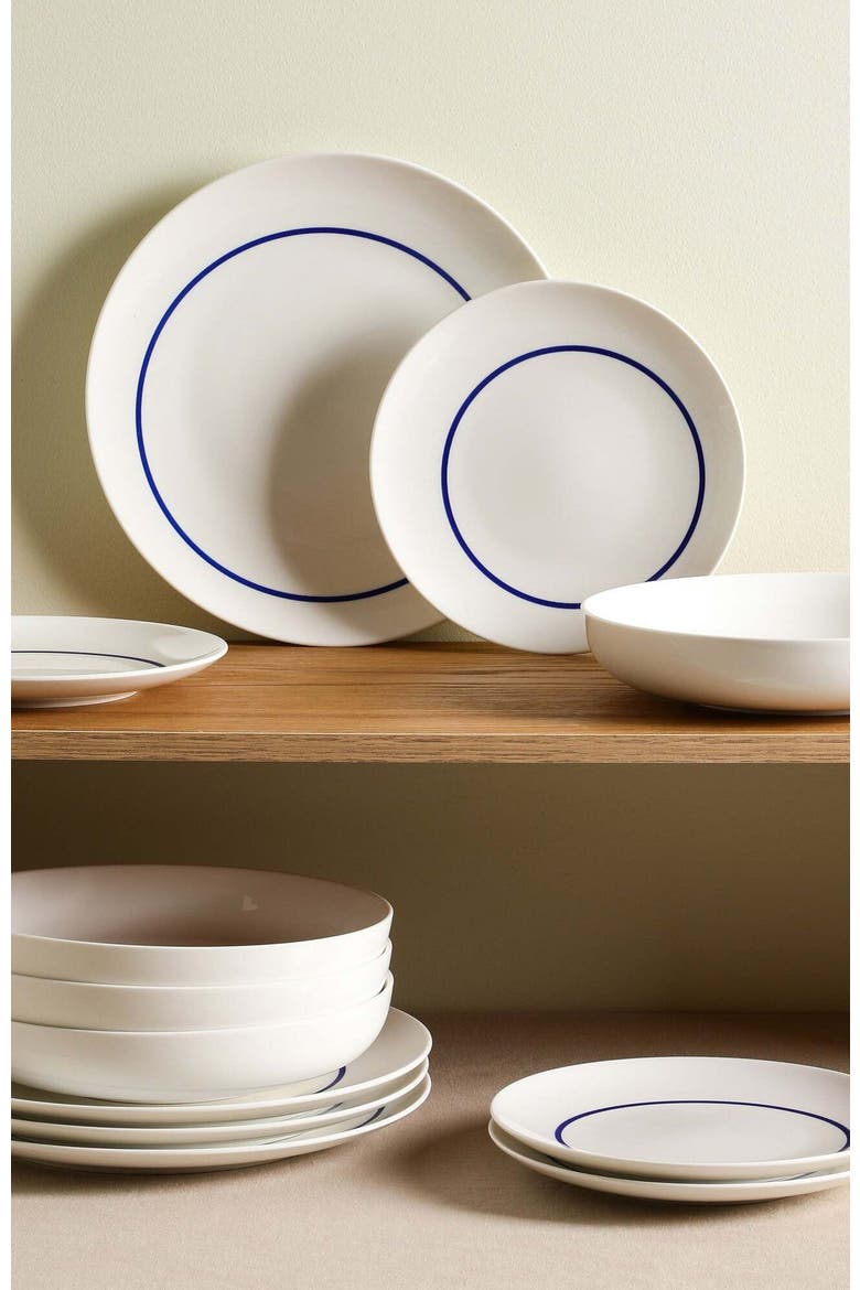 Luna Porcelain 12-Piece Dinnerware Set, Alternate, color, Blue