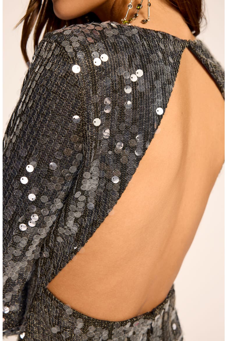 Lola Long Sleeve Minidress, Alternate, color, GUNMETAL PAILLETTE