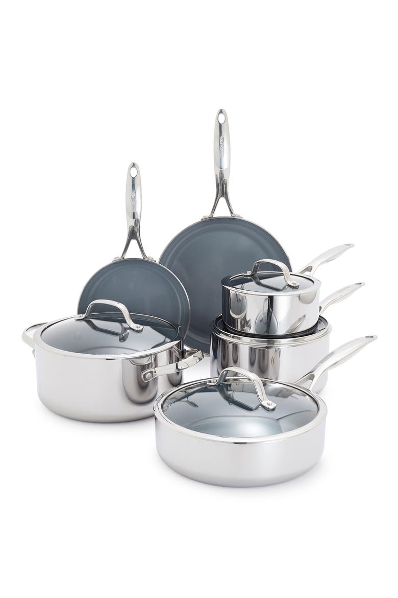 Valencia 11-Piece Stainless Steel Cookware Set, Main, color, STAINLESS STEEL