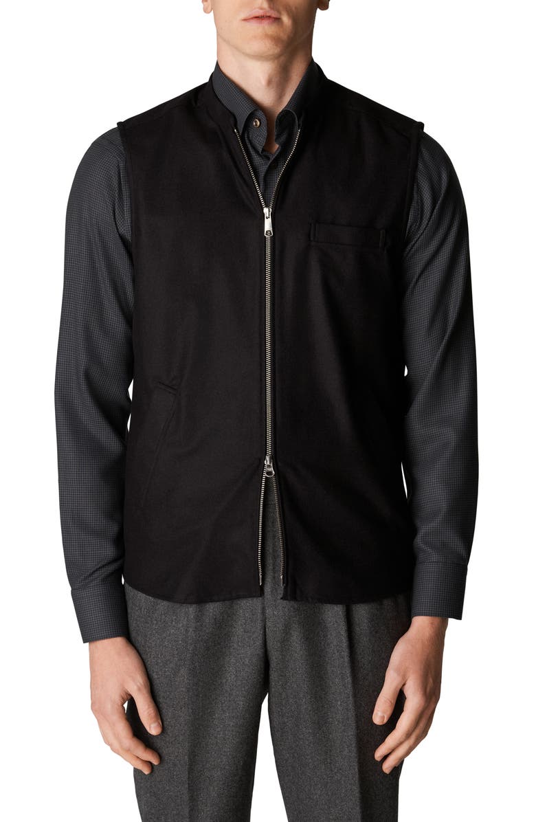 Eton Zip-Up Wool & Cashmere Twill Vest, Main, color, 