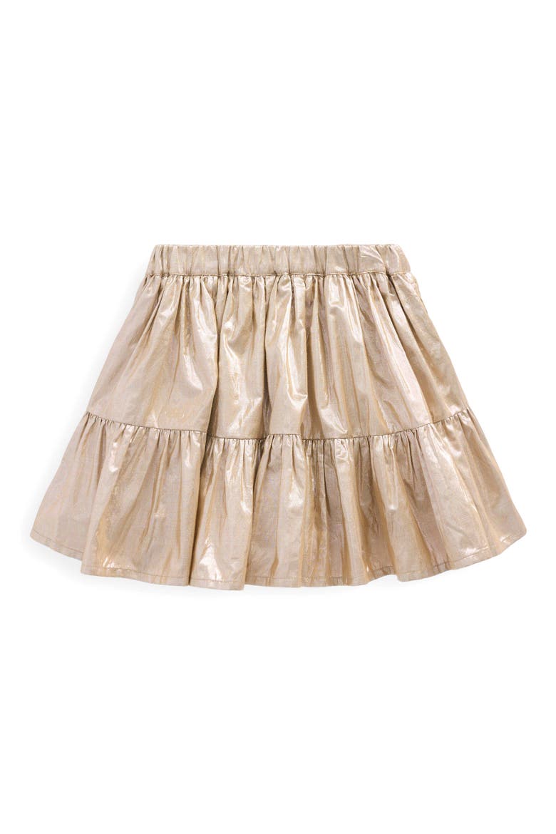 Kids' Metallic Tiered Skirt, Alternate, color, GOLD METALLIC
