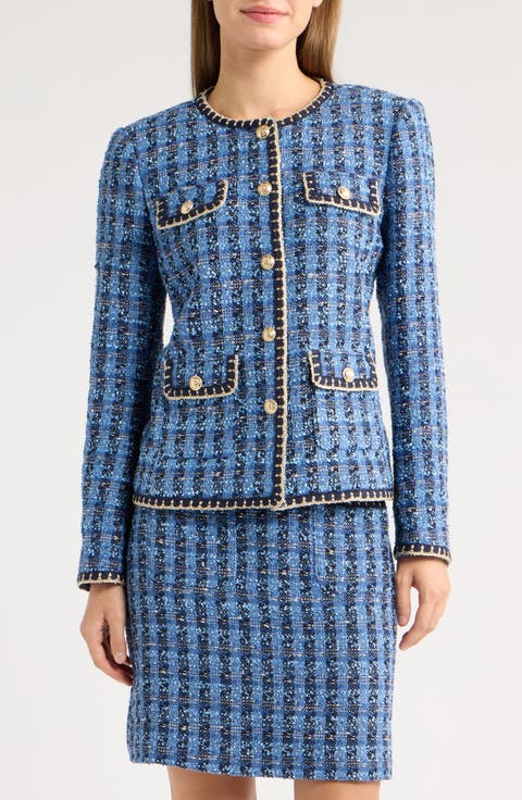Collarless Boucle Jacket