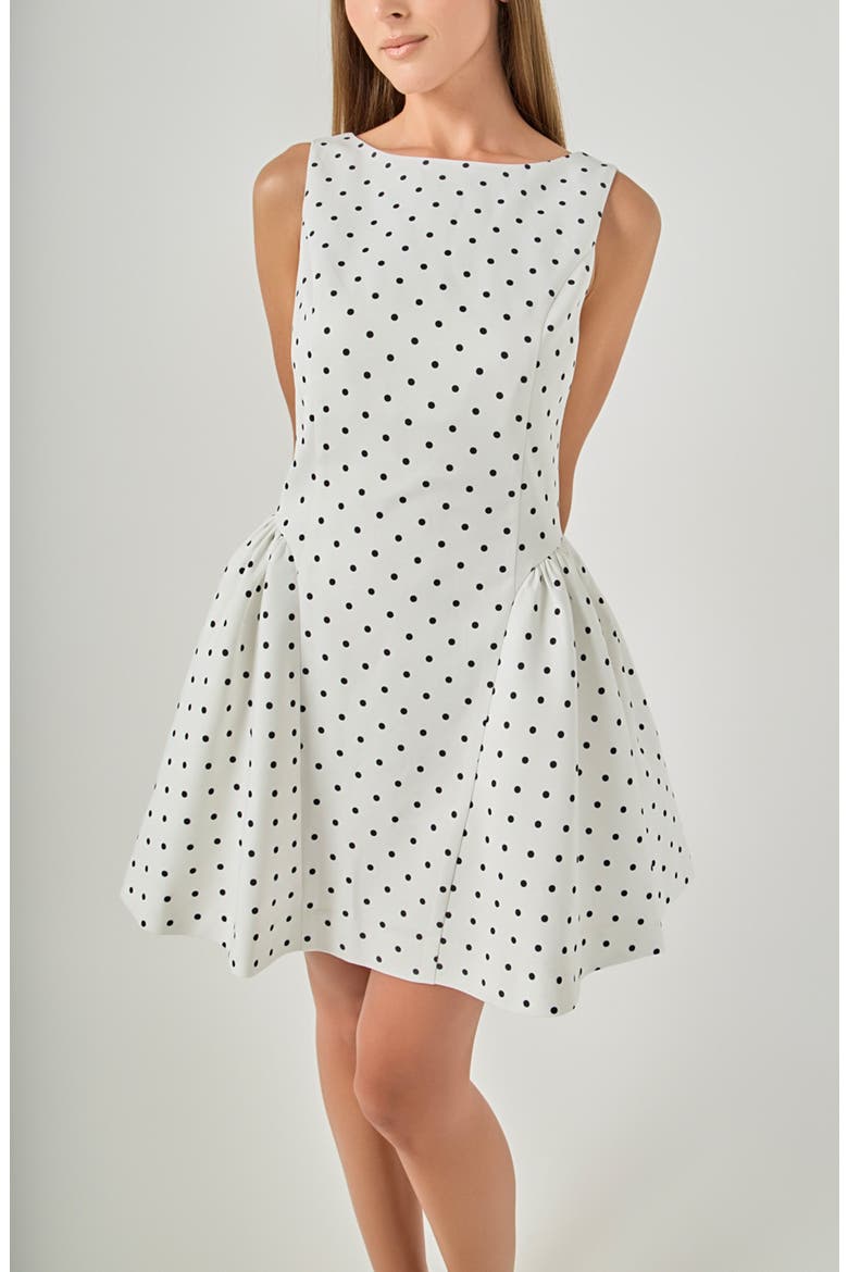 Puffy Sleeveless Minidress, Alternate, color, WHITE/ BLACK