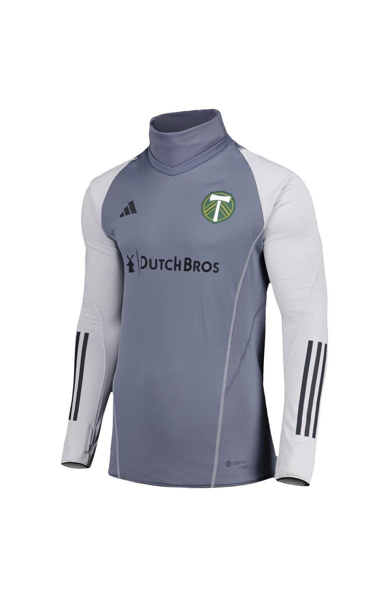 adidas Men's adidas Gray Portland Timbers Warm Raglan COLD.RDY Top, Alternate, color, Gray