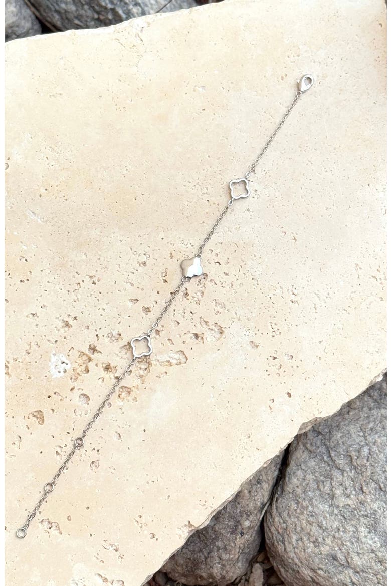 Clover Station Chain Bracelet, Alternate, color, SILVER