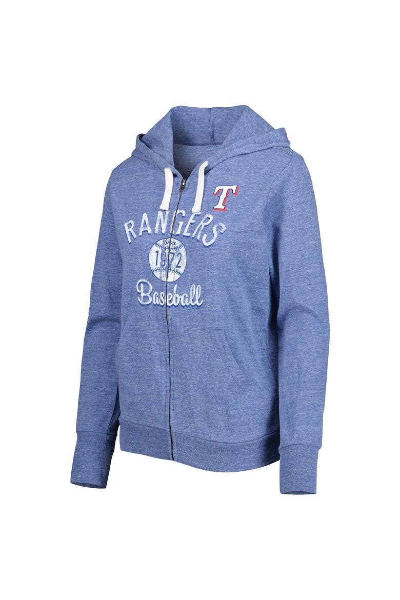 Women's Touch Royal Texas Rangers Training Camp Tri-Blend Full-Zip Hoodie, Alternate, color, Royal