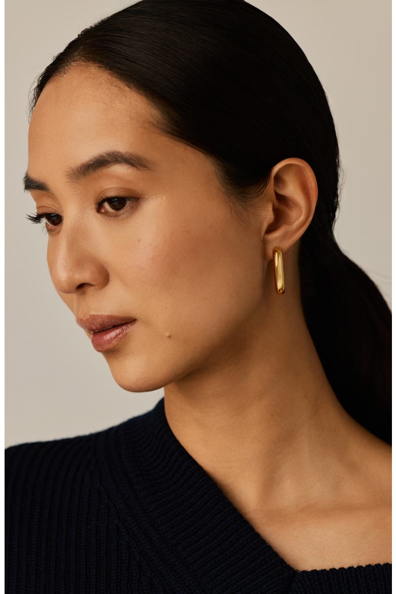 Chubby Oval Medium Hoop Earrings, Alternate, color, GOLD