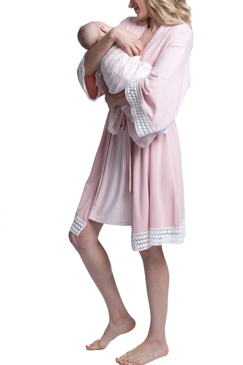 Hospital Pack Nursing Nightgown, Robe & Baby Wrap, Alternate, color, PINK