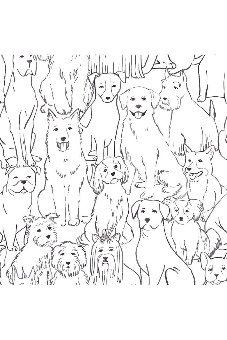 Black & White Paws On Peel & Stick Wallpaper, Main, color, WHITE