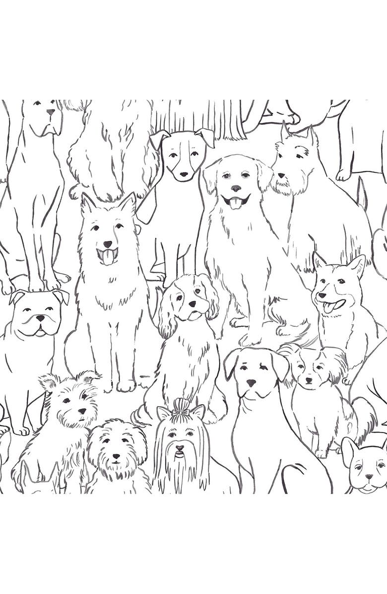 Wallpops Black & White Paws On Peel & Stick Wallpaper, Main, color, White