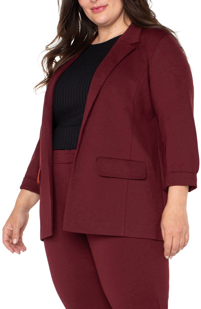 Liverpool Boyfriend Ponte Knit Blazer, Alternate, color, Bordeaux