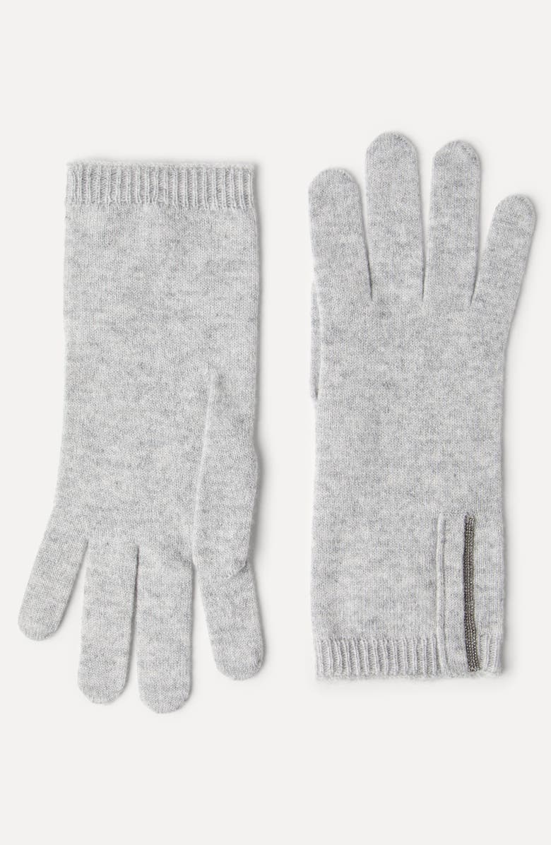 Brunello Cucinelli Knit gloves, Alternate, color, Light Grey