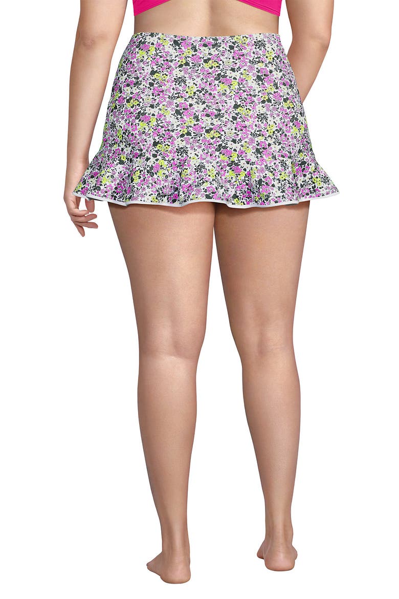 Ruffle Hem Mini Swim Skirt, Alternate, color, White Multi Ditsy Floral