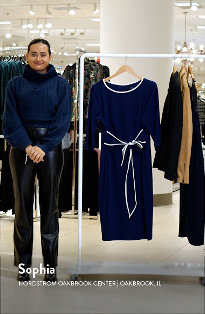 Tipped Tie Waist Crepe Dress, sales video thumbnail