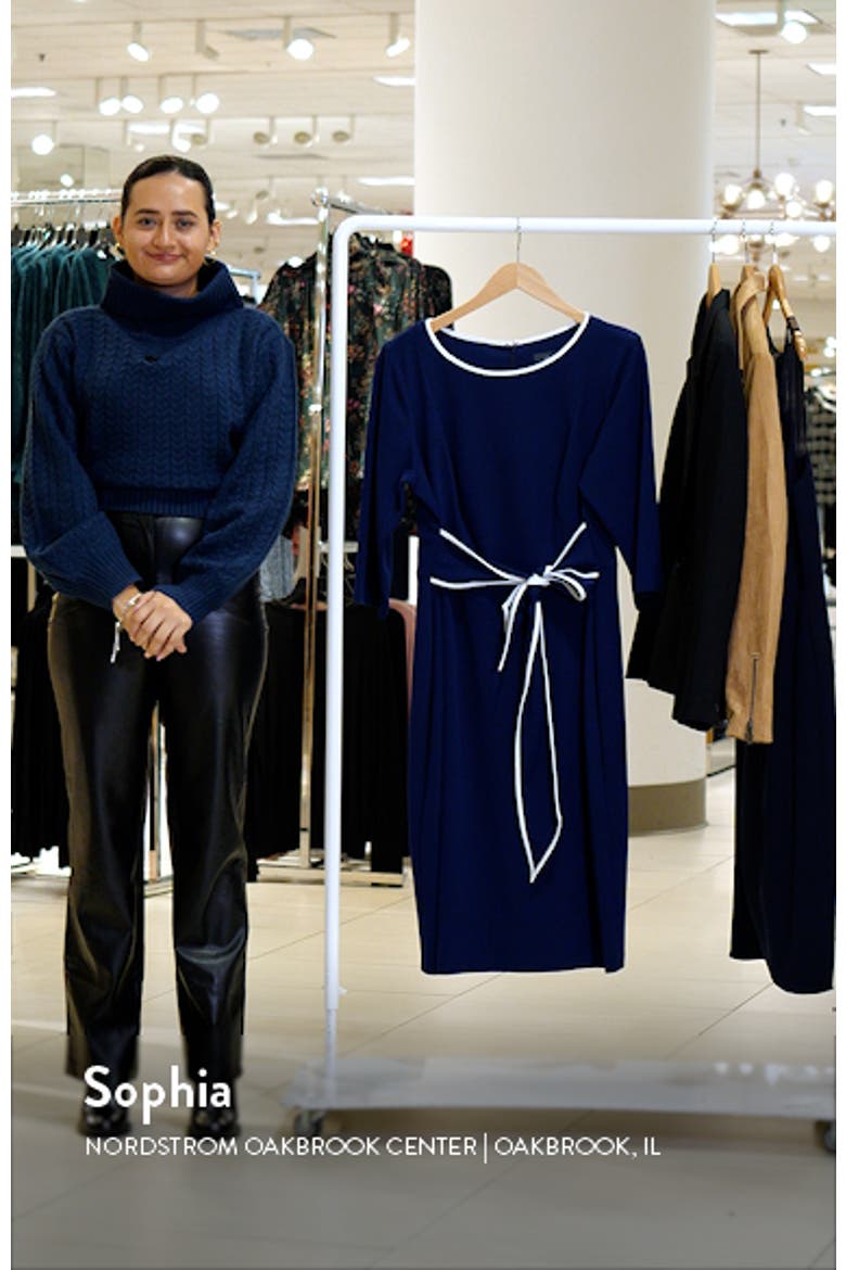 Tipped Tie Waist Crepe Dress video