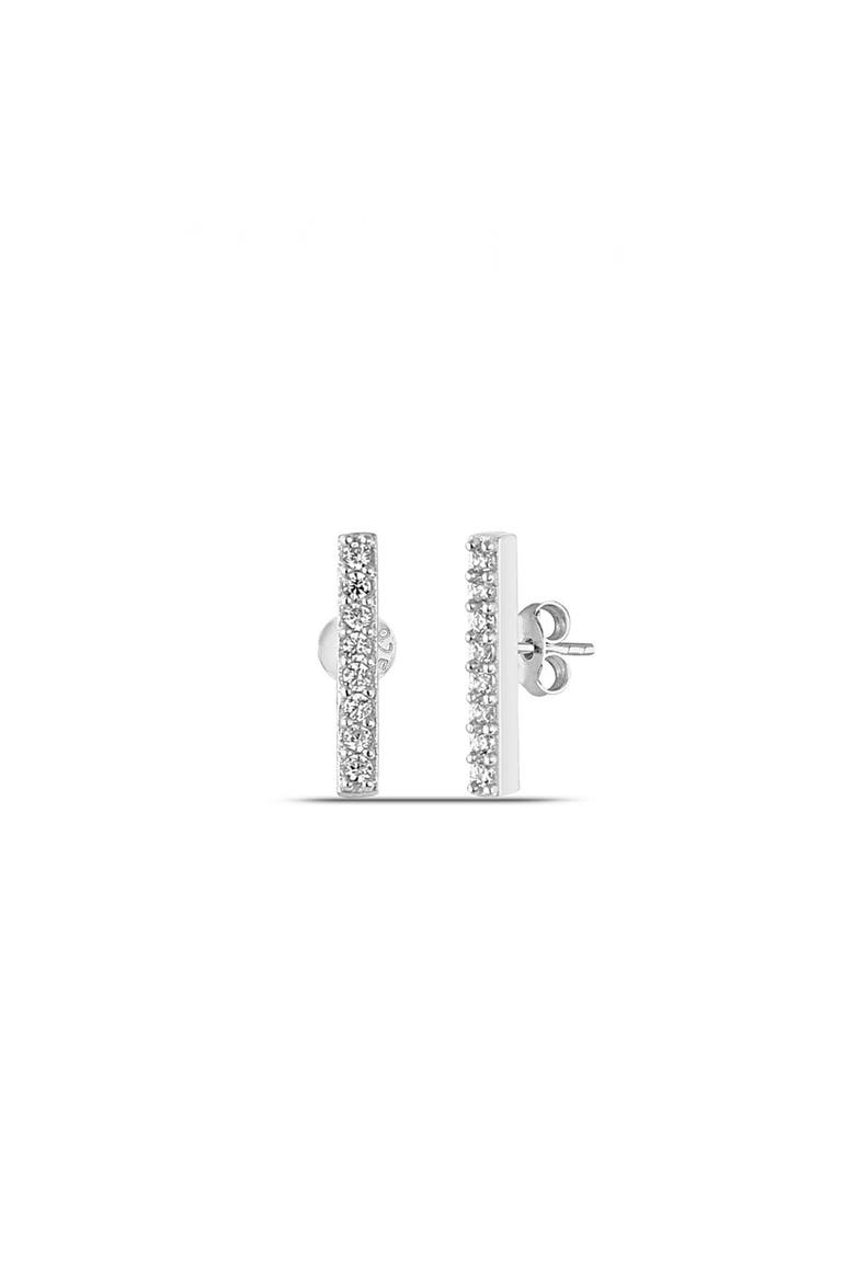 Sterling Silver Zirconia Bar Stud Earring, Main, color, Silver