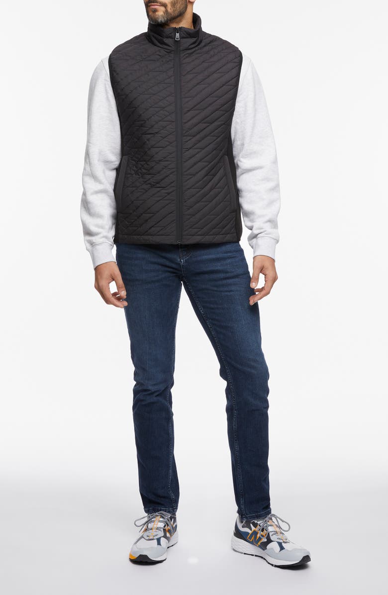 Bernardo Mixed Media Vest, Alternate, color, Black