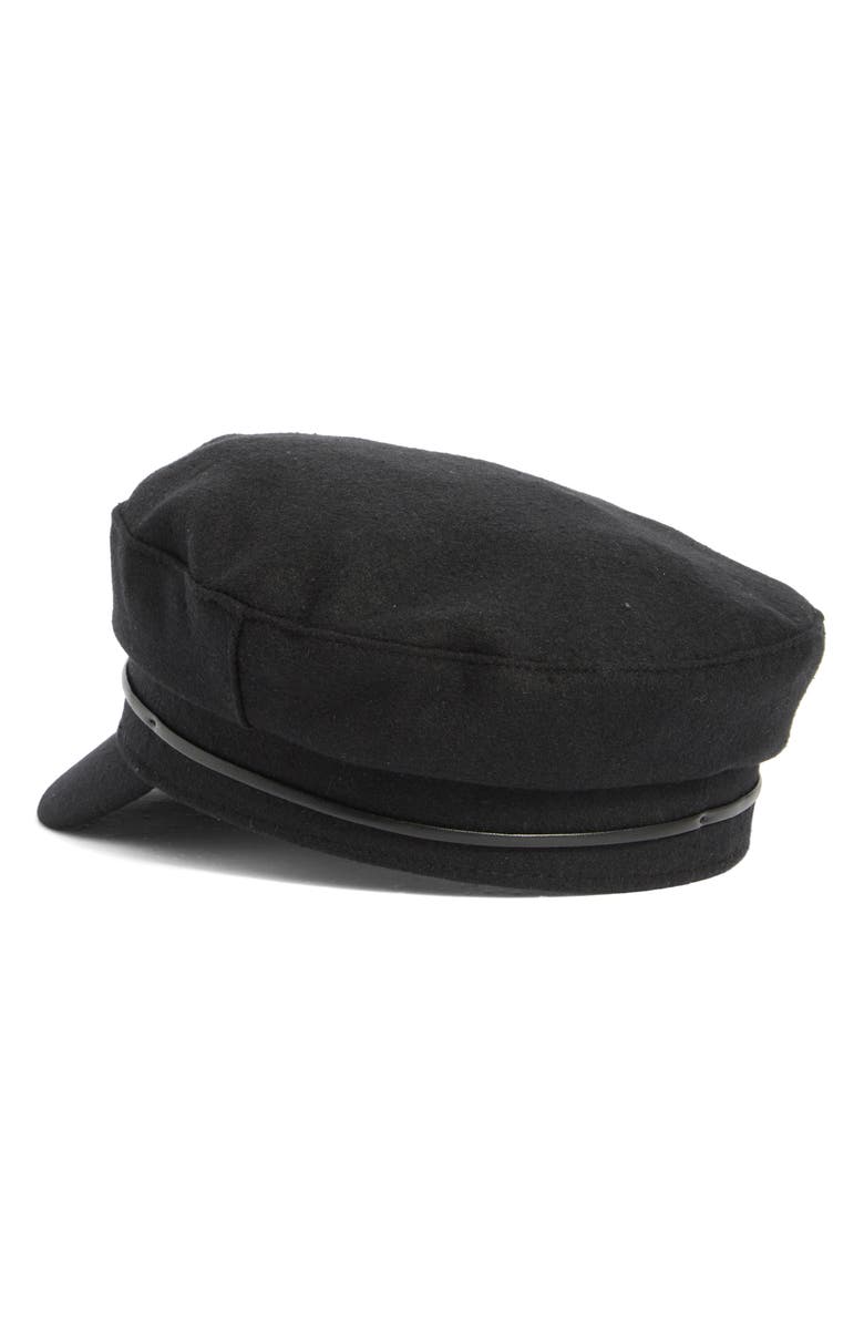 Vince Camuto Solid Felt Skipper Cap, Alternate, color, Black