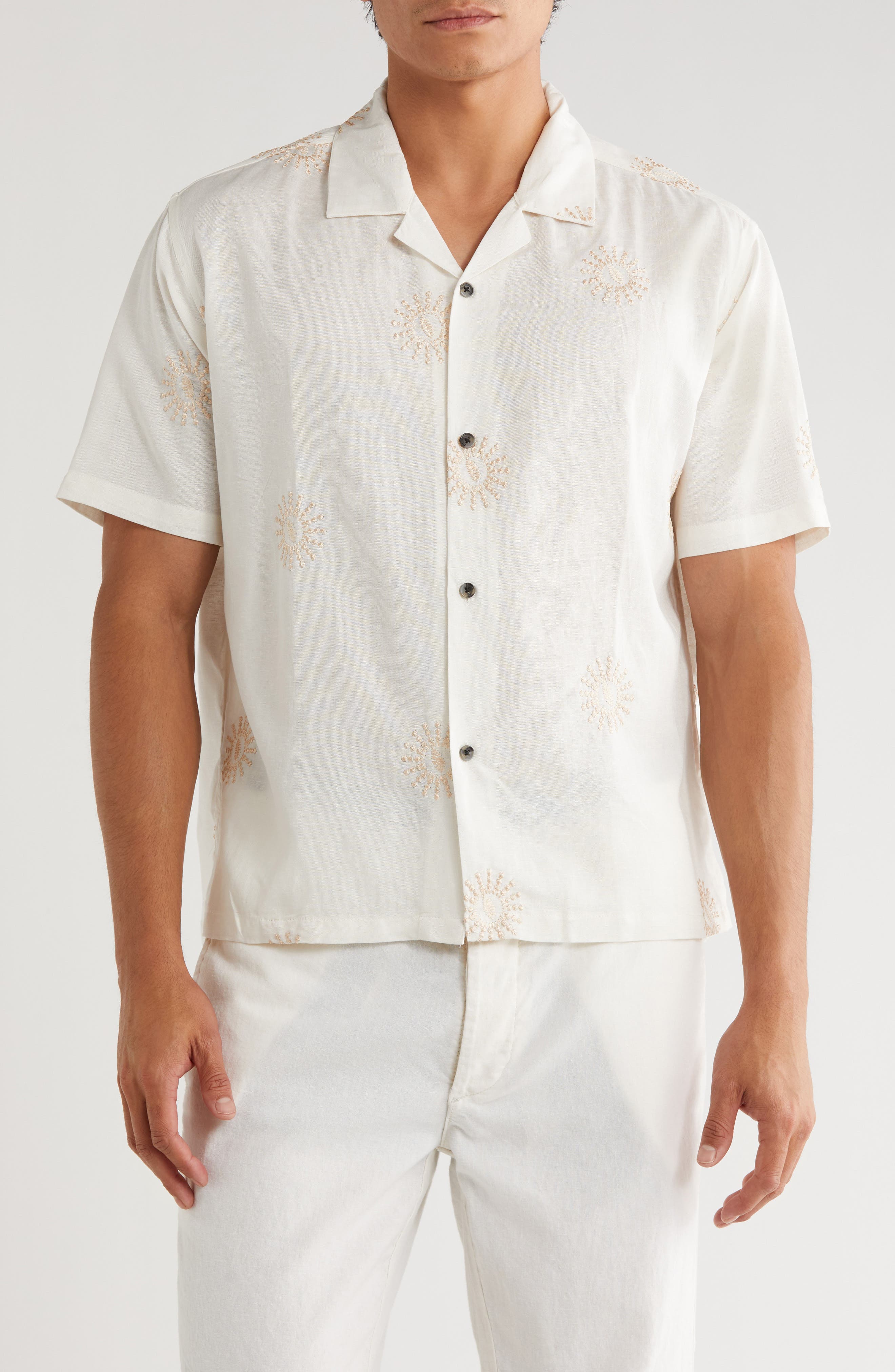 Boxy Fit Sun Embroidered Camp Shirt - image 3