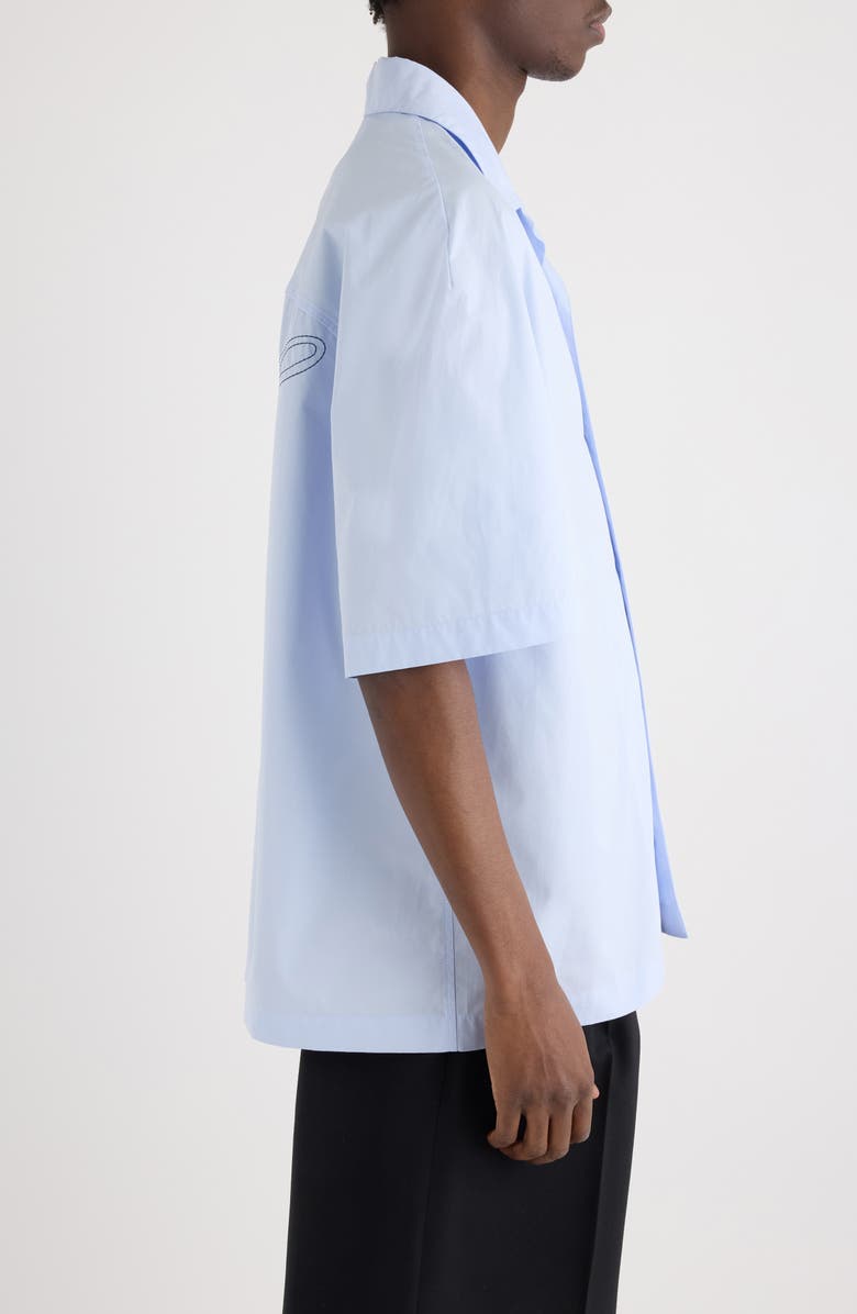 Jacquemus La Chemise Fonccio Embroidered Camp Shirt, Alternate, color, J Signature Blue Embroide