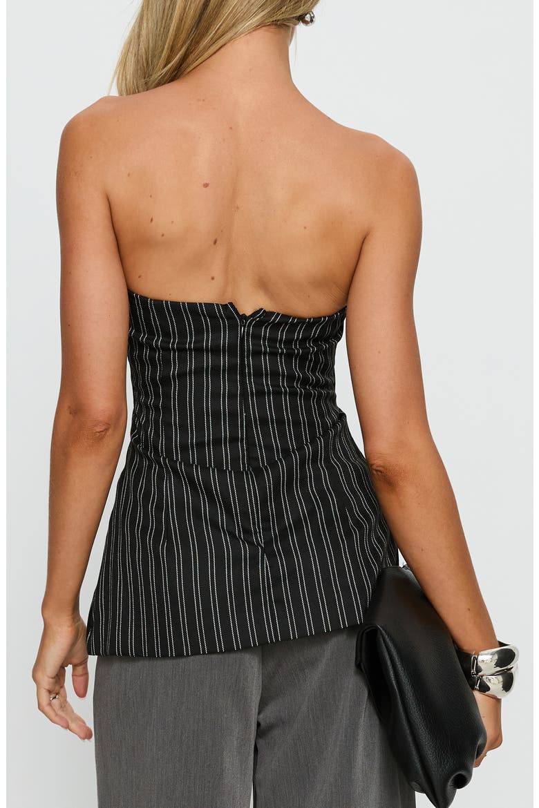 Maralyn Strapless Top, Alternate, color, BLACK PINSTRIPE