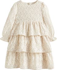 Mini Boden Kids' Lace Long Sleeve Tiered Party Dress