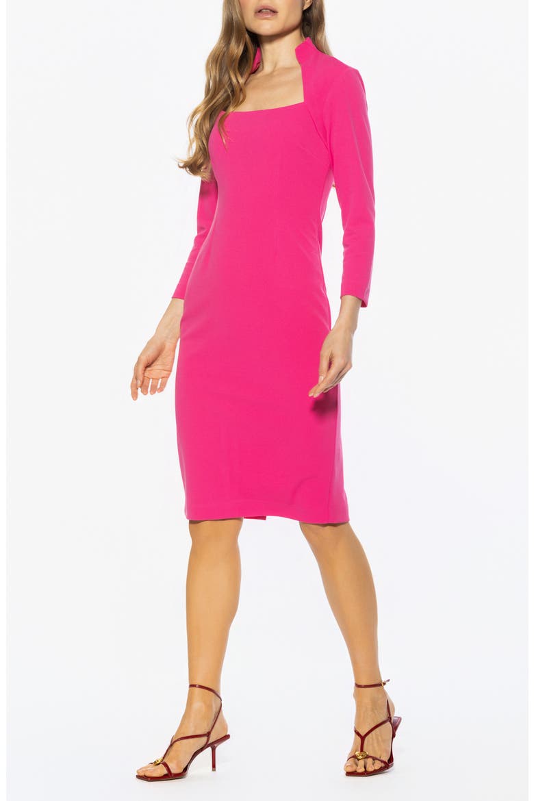Marais Neck Midi Sheath Dress, Alternate, color, HOT PINK