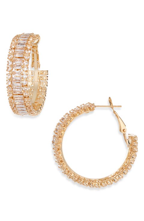 30mm Crystal Hoop Earrings
