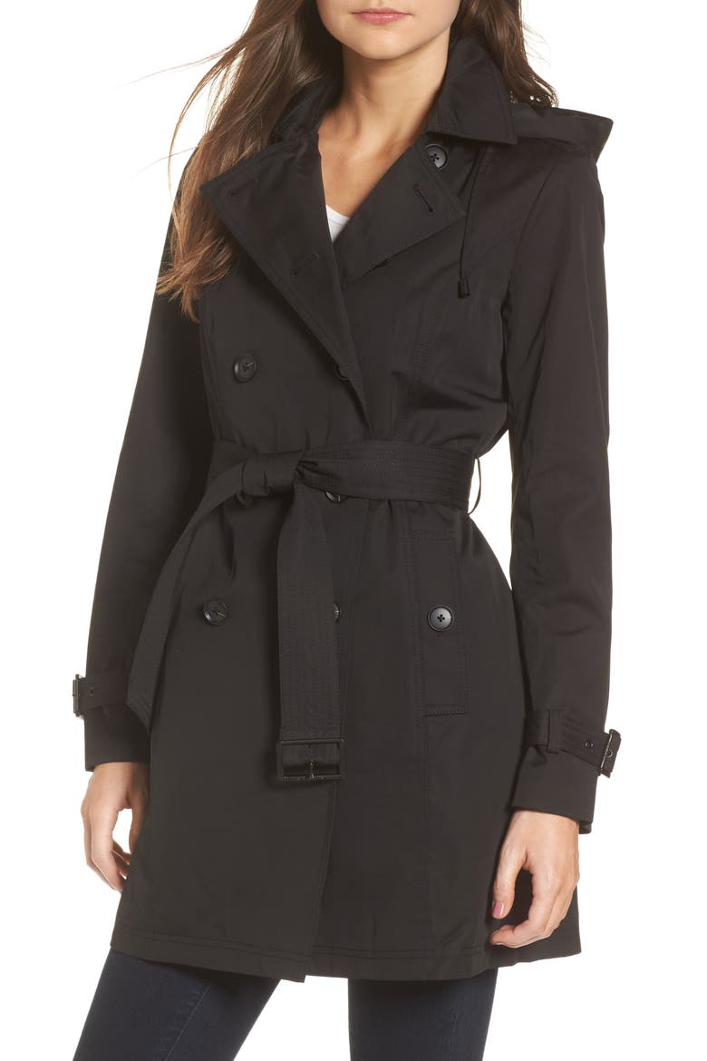 Belted Parka Jacket, Main, color, BLACK