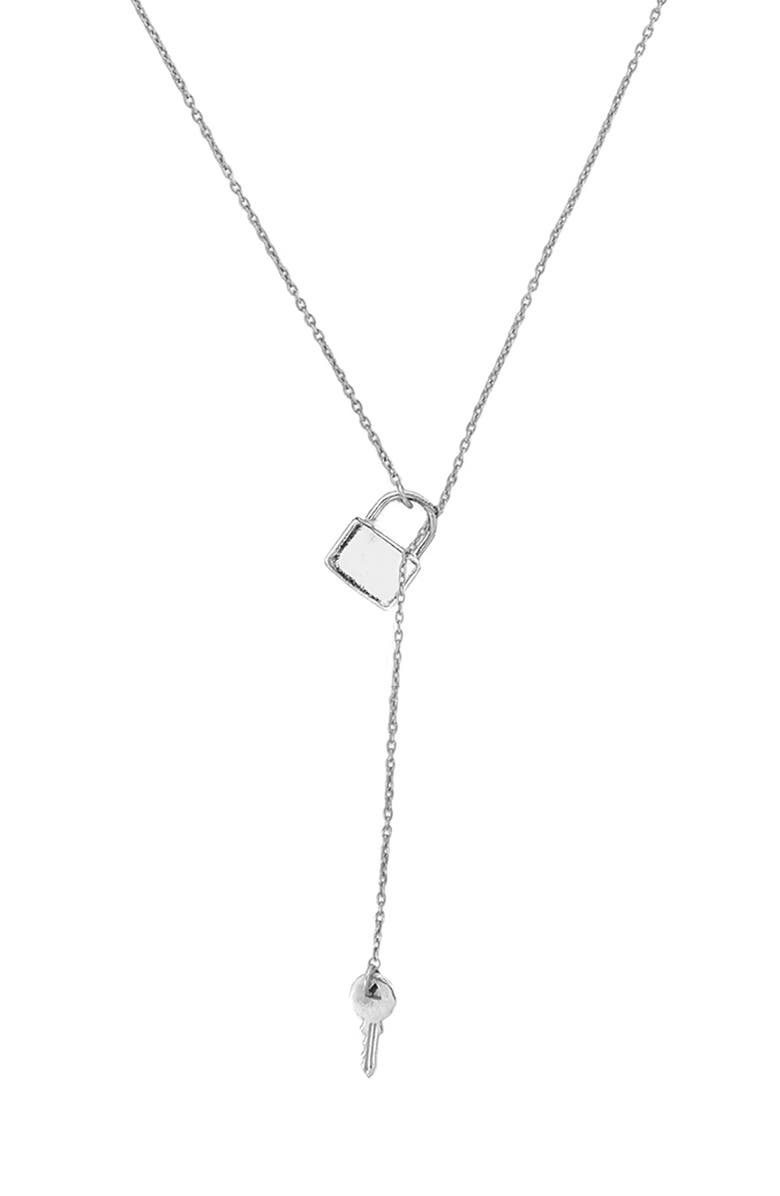Adornia Lock & Key Lariat Necklace, Main, color, 