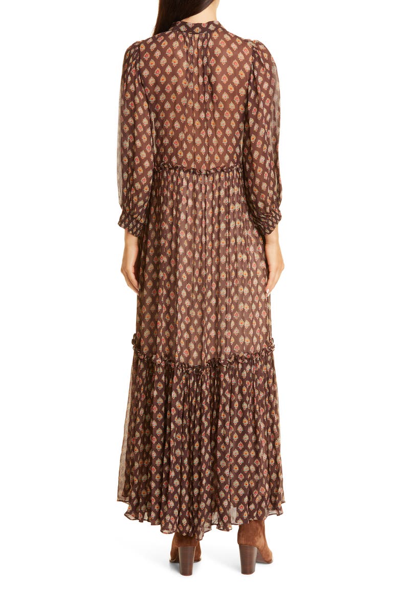 '50s Print Long Sleeve Cotton Maxi Dress, Alternate, color, BLOSSOMS