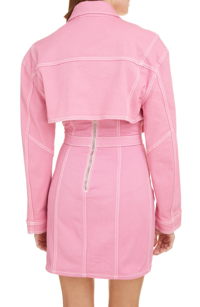 Balmain Crop Denim Jacket, Alternate, color,