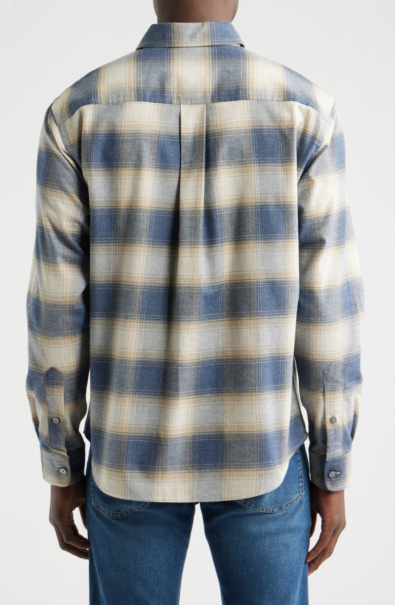 BOSS Owen Relaxed Fit Plaid Cotton Flannel Button-Up Shirt, Alternate, color, Open Blue