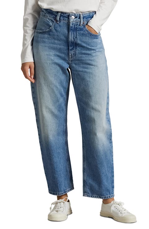 Relaxed High Waist Tapered Ankle Jeans
