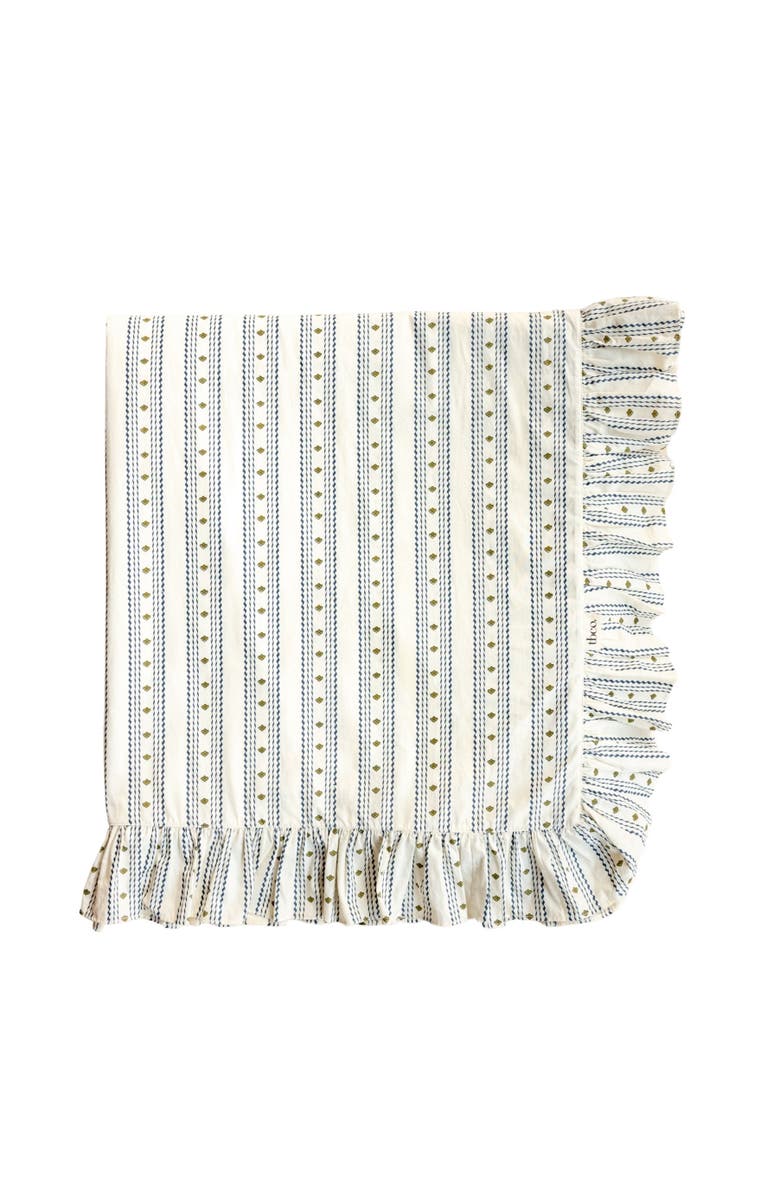 TBCo Cotton Striped Ruffle Bedding Set, Main, color, Navy Ditsy Floral