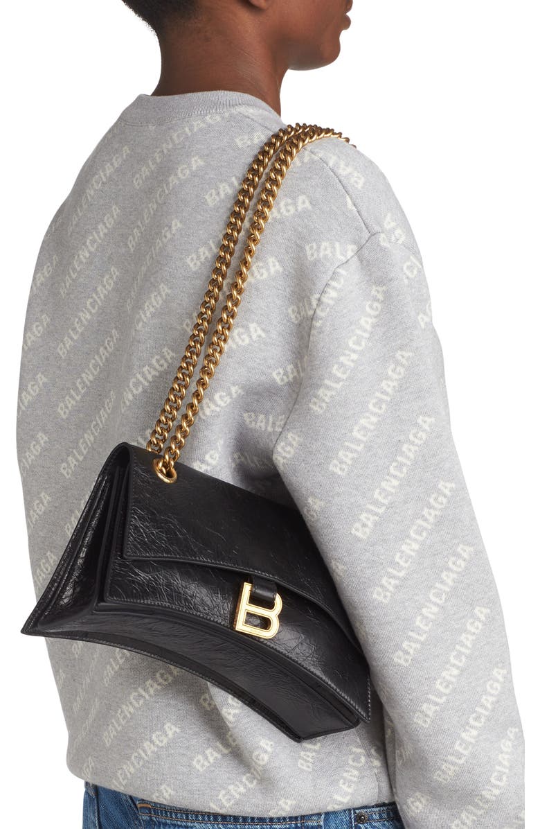 Balenciaga Crush Leather Shoulder Bag, Alternate, color,