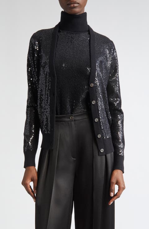 Sequin Embellished Cashmere Cardigan