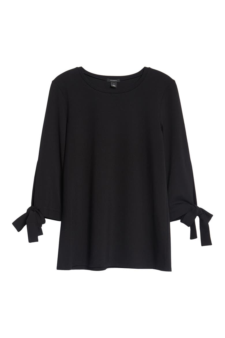 Ponte Tie Sleeve Tunic, Alternate, color, BLACK