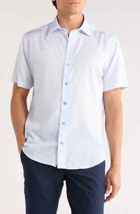 Classic Fit Golf Print Short Sleeve Button-Up Shirt
