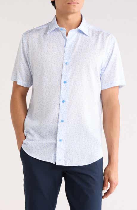 David Donahue Classic Fit Golf Print Short Sleeve Button-Up Shirt