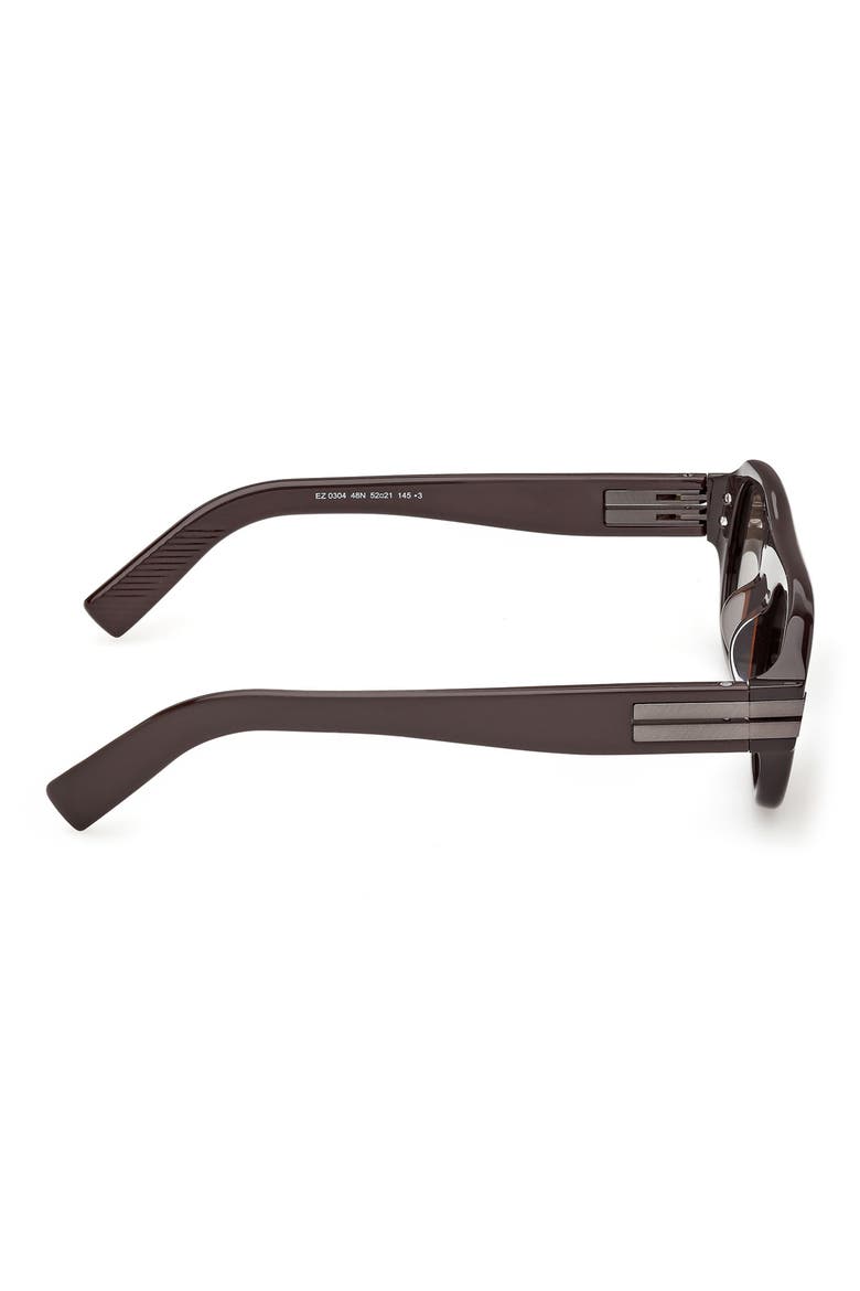 53mm Geometric Sunglasses, Alternate, color, DARK BROWN / GREEN
