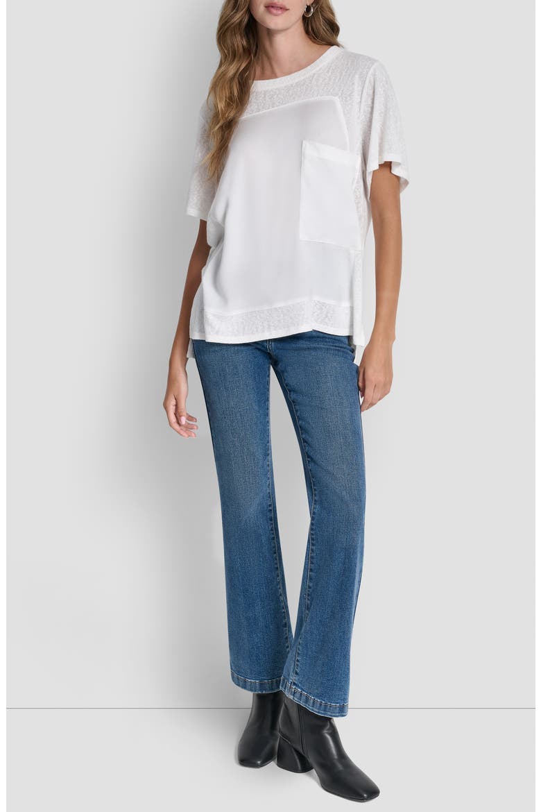 Mixed Media Satin Top, Alternate, color, IVORY