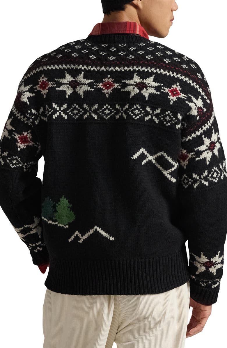 Polo Ralph Lauren Skier Wool Graphic Crewneck Sweater, Alternate, color, Black Combo