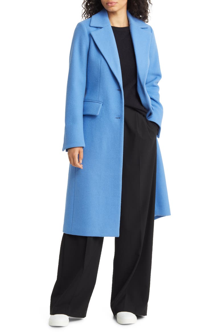 Notch Collar Wool Blend Coat, Alternate, color, CREW BLUE