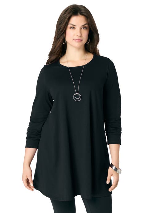 Ultimate Long Sleeve Crewneck Swing Tunic (Plus)