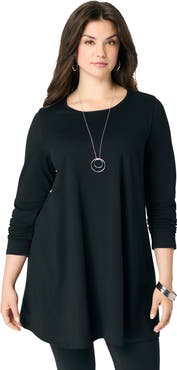 Roaman's Ultimate Long Sleeve Crewneck Swing Tunic