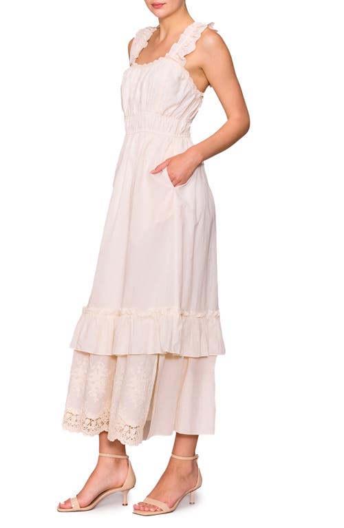 Melloday Ruffle Tiered Maxi Sundress In White