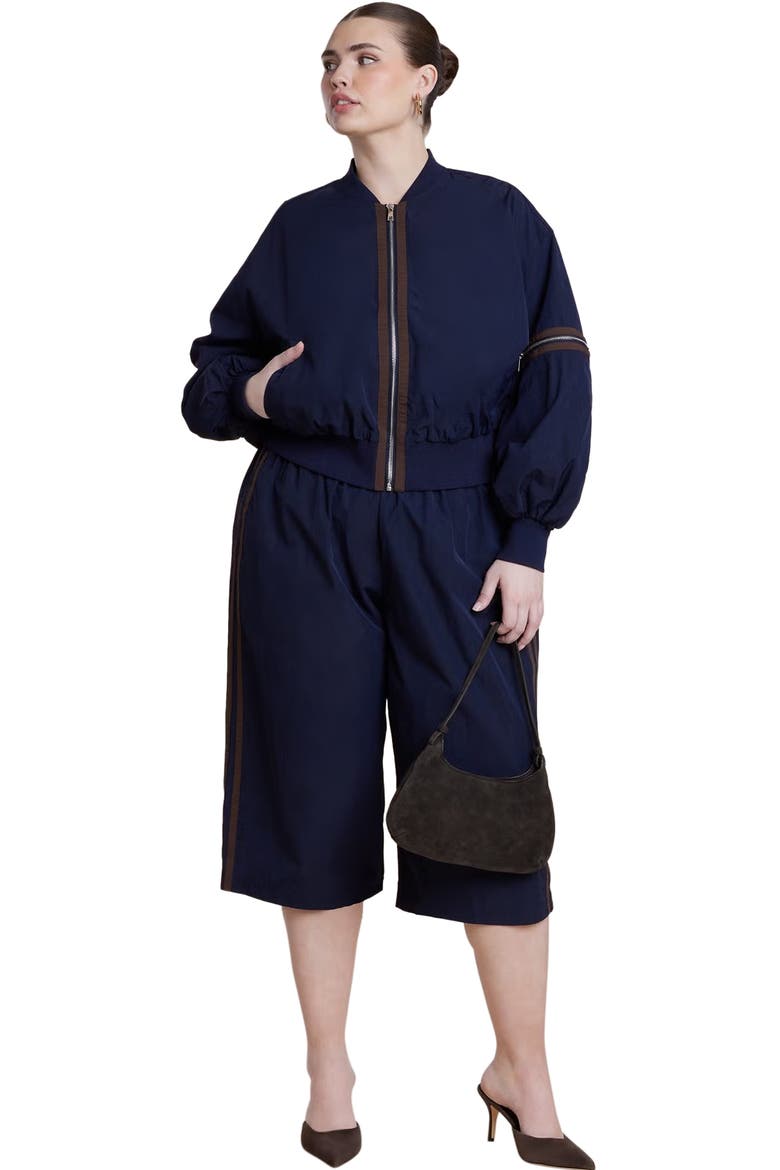 Nylon Side Stripe Culotte, Alternate, color, NIGHT SKY