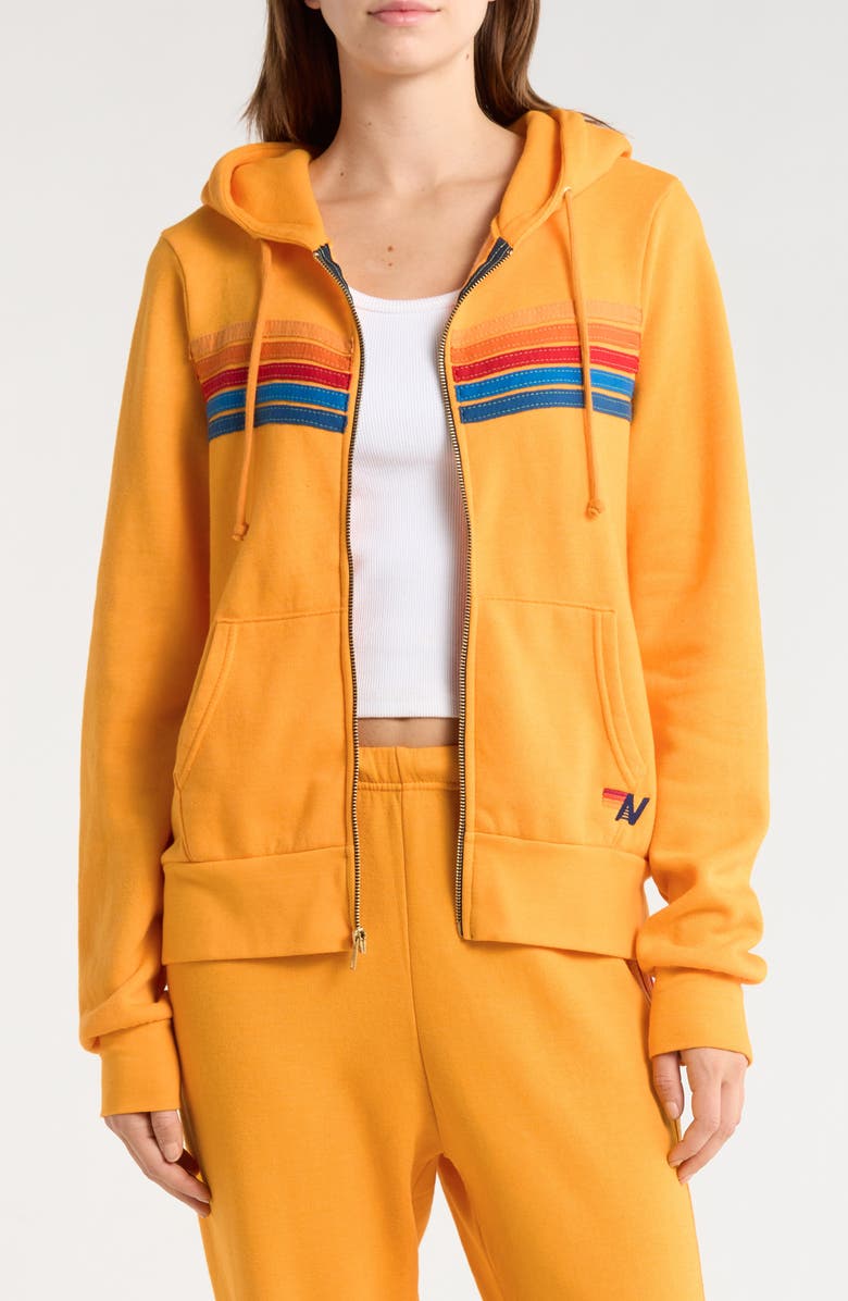 Aviator Nation 5-Stripe Zip Hoodie, Main, color, Gold