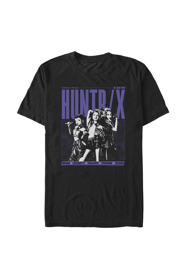 Mens KPop Demon Hunters Huntrix World Tour T Shirt, Main, color, Black